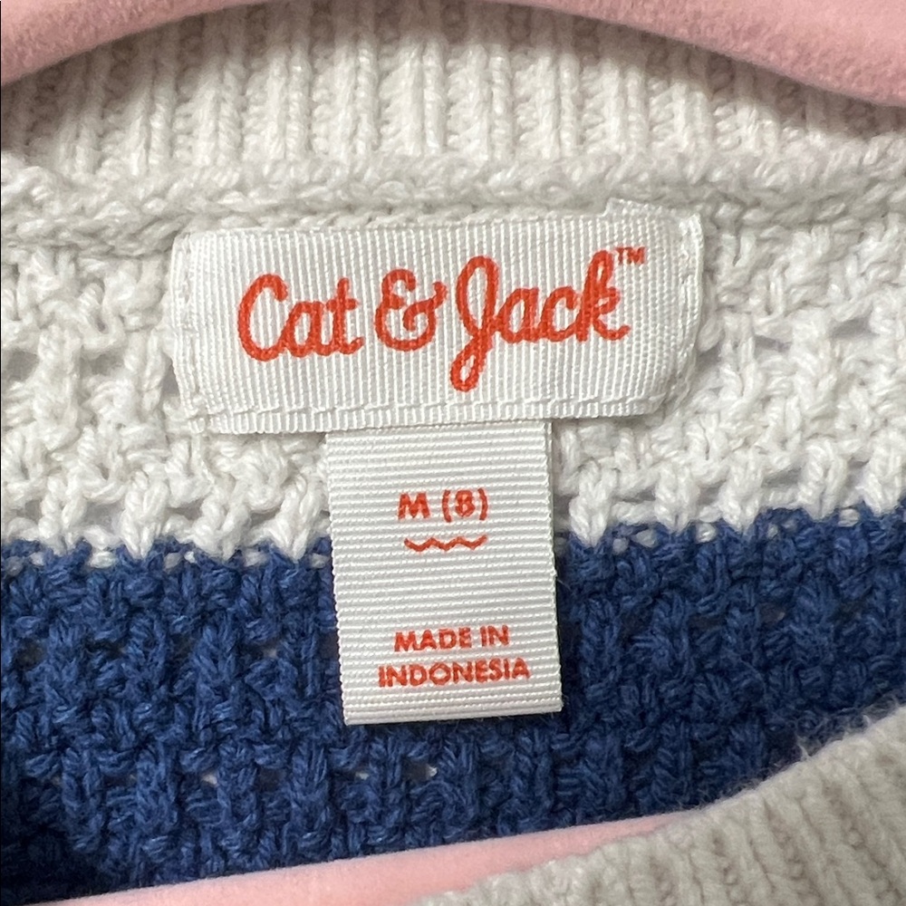 Blue and White Striped Girls Sweater - Picture 2 of 7